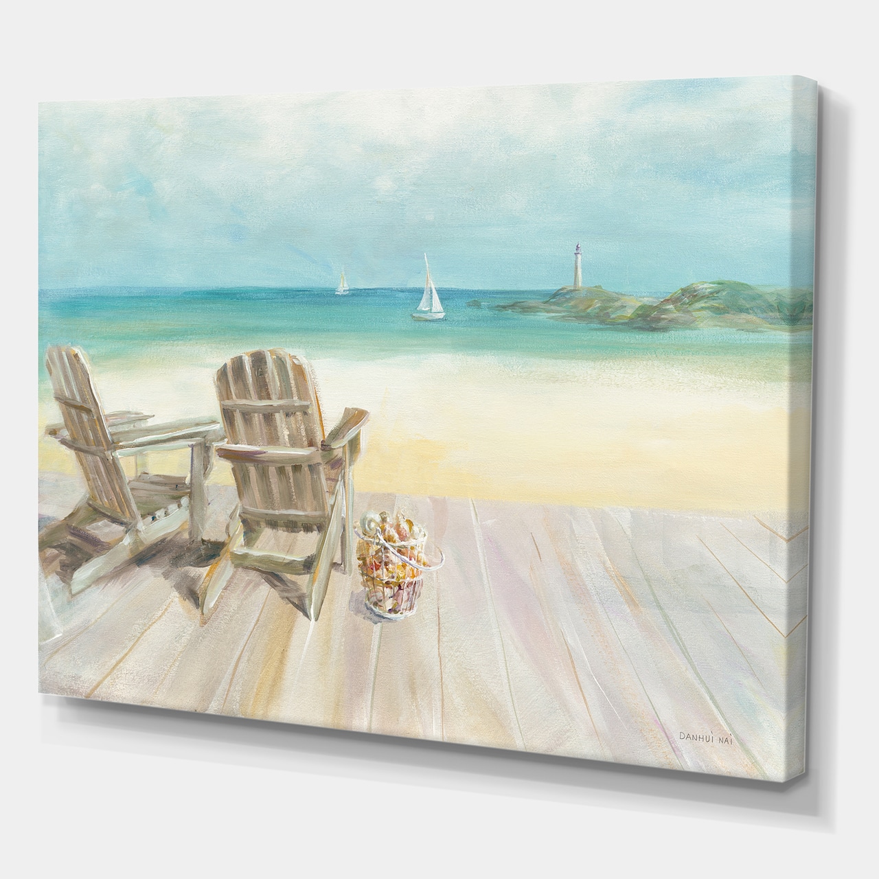Designart - Seaside Morning no Window - Coastal Gallery-wrapped Canvas